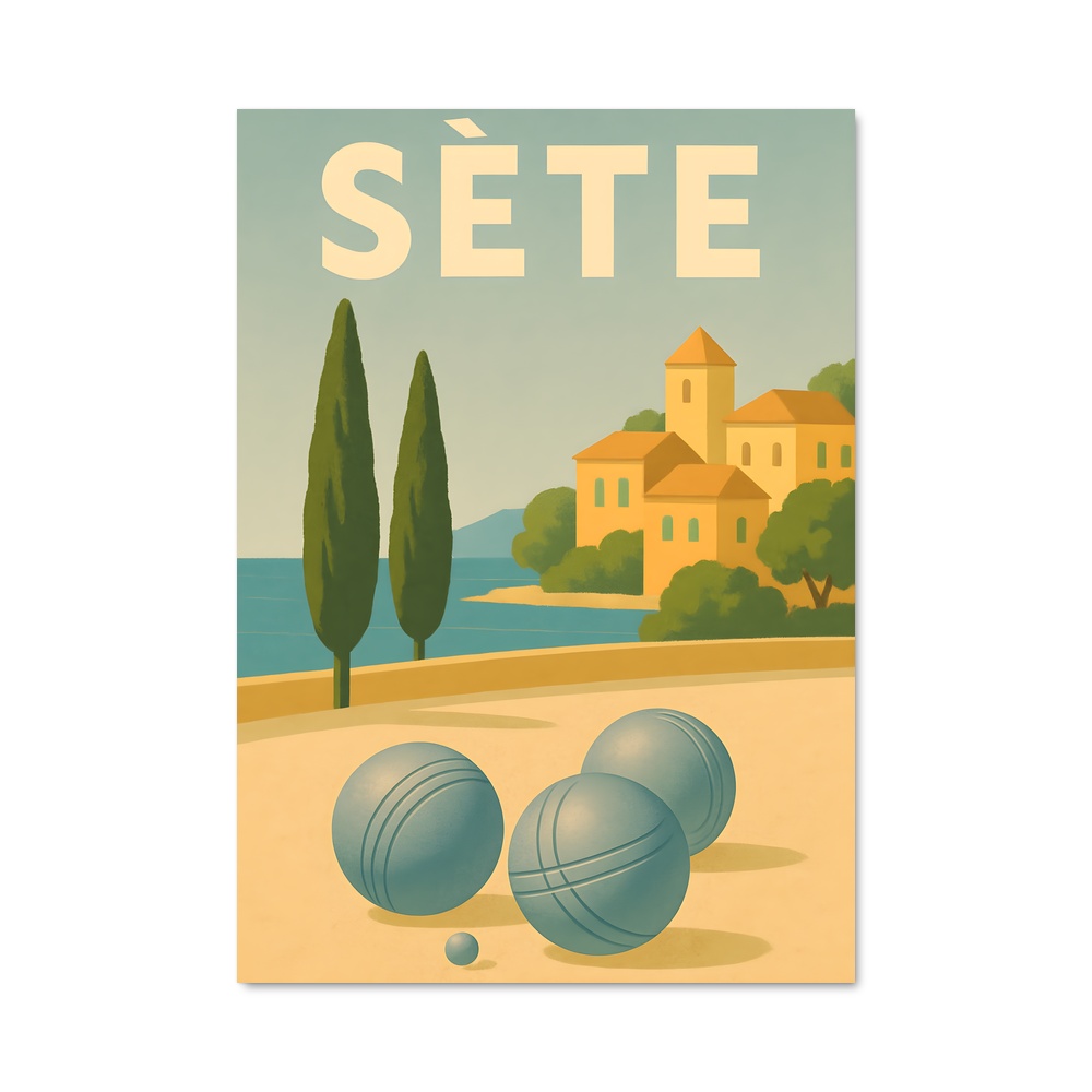 Poster Pétanque et Plage